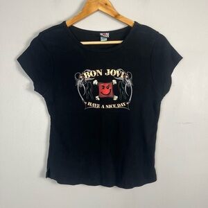 Vintage 2005 Y2K Bon Jovi Have A Nice Day band baby tee womens size large